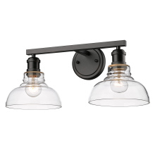 Golden 0305-BA2 BLK-CLR - Yep by Golden Lighting Carver 2-light Vanity in Matte Black and Clear Glass